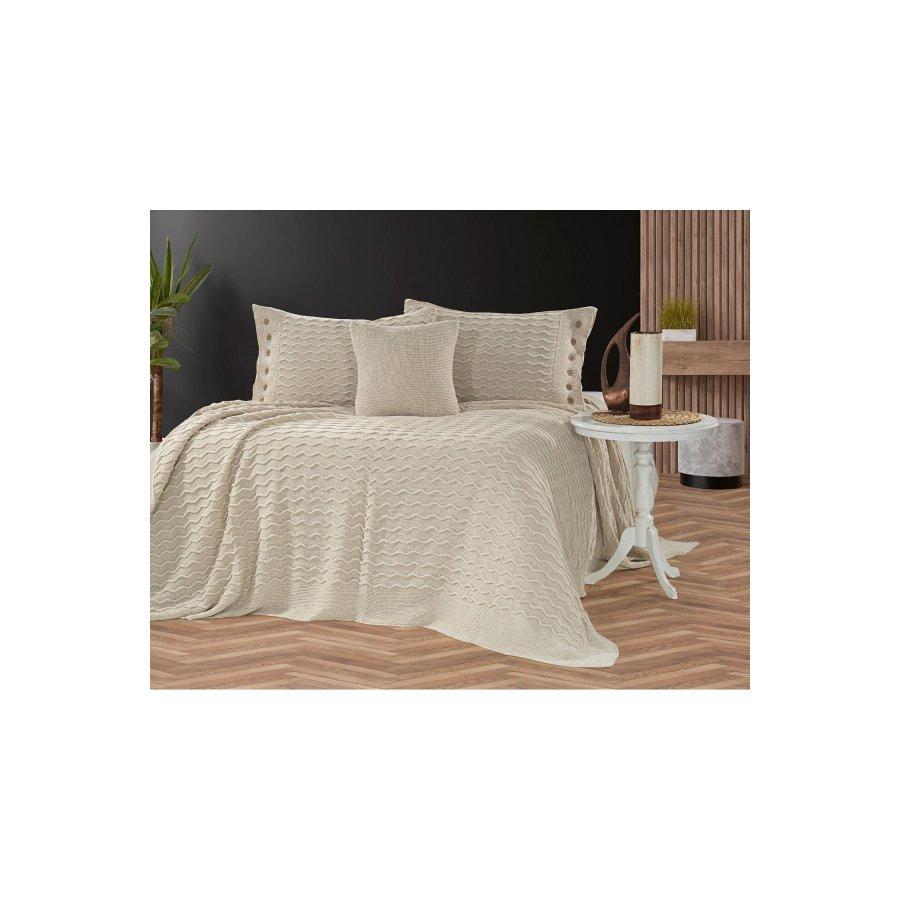 

Knitwear Knitted Bedspread Set 220x240 cm 2 Pieces Decorative Pillowcases Multipurpose Blanket Bedspread Set рожевий