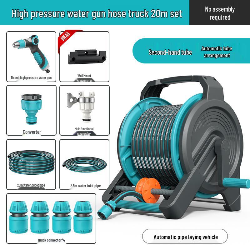 High-Pressure Water Hose with Automatic Storage Reel for Gardening and Car Washing