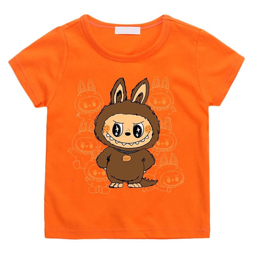 Labubu Plyšové tričko 100% bavlna Roztomilé chlapecké/dívčí kreslené tričko Dětské Funko tričko Trička Casual Soft Kawaii Top