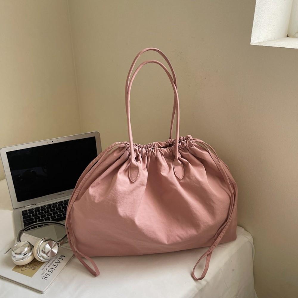 Versatile Overlarge Drawsting Bag Large Capacity Women's Handbag Simple Nylon Totes Bag  Girls