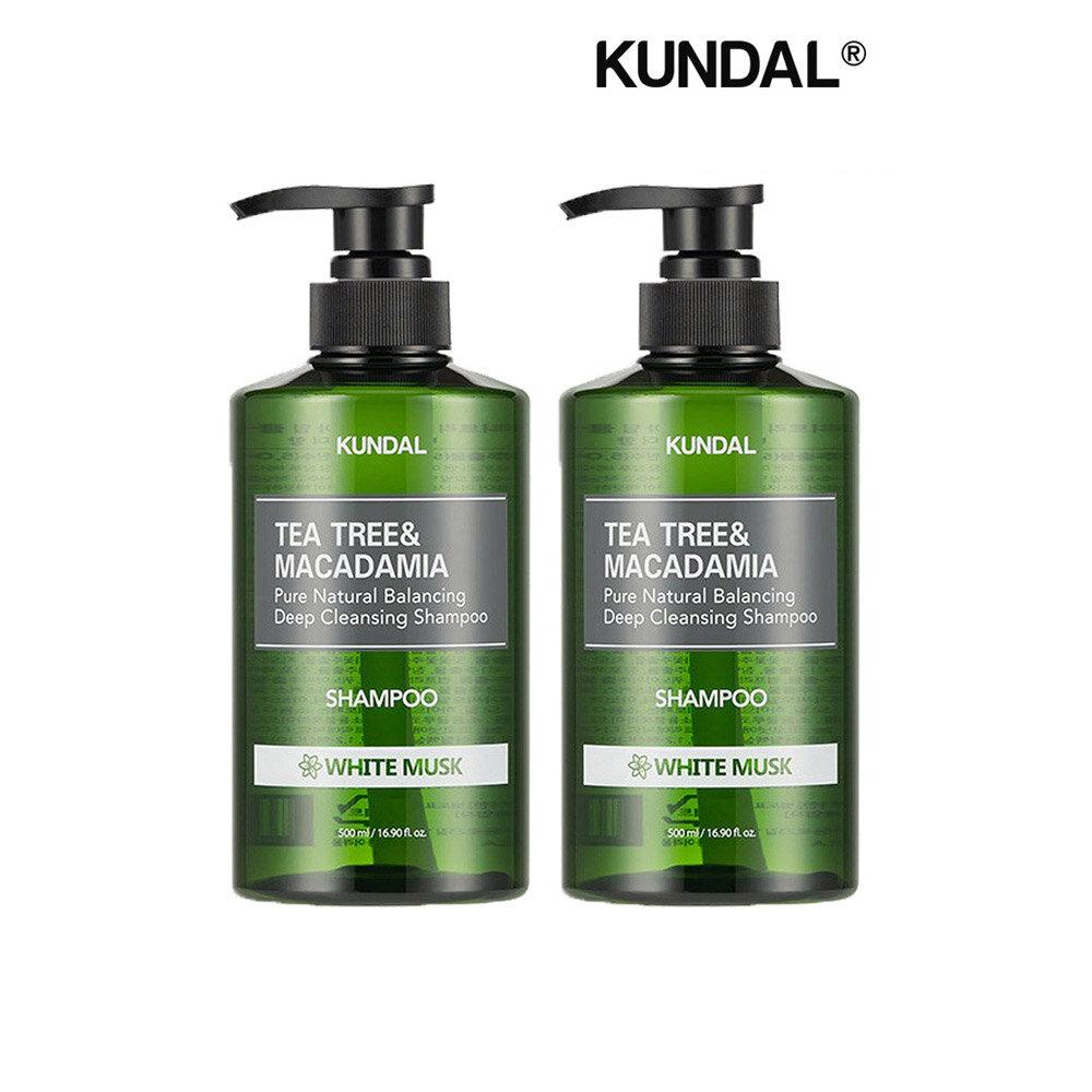 KUNDAL Tea Tree & Macadamia Deep Cleansing Shampoo for Oily Skin White Musk 500ml x2