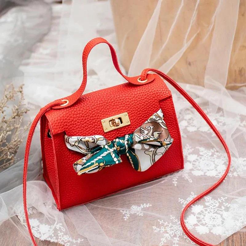 Women Ribbon Bow Decor Hasp Mini Flap Hangbag Ladies Fashion Leather Wallet Shoulder Messenger Crossbody Bag Totes