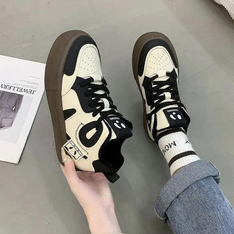 

Fashion High Top Small White Shoes Women 2024 Spring and Autumn New Style All Fashion Breathable Leisure Sports Board Shoes 40 чёрный