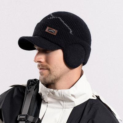 Winter Men's Outdoor Cycling Ear Protection Cap Warm Knitted Wool Cap Velvet Thick Duck Tongue Hat
