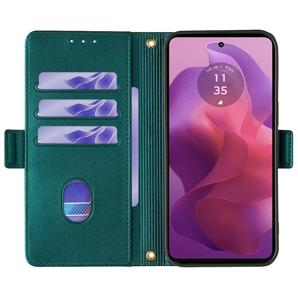 For Motorola Moto E14 4G/G04 4G/G04s 4G/G24 4G Case RFID Blocking Wallet Phone Leather Cover with Shoulder Strap