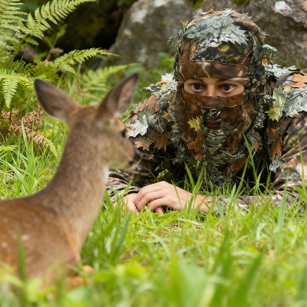 3D Blätter-Ghillie-Hut Vollgesichts-Tarnung Verstellbare Versteck-Kopfbedeckung für Outdoor-Jagd & Wildtierfotografie