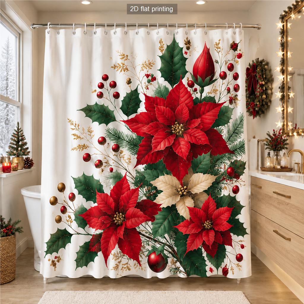 Winter Forest Floral Abstract Print Polyester Shower Curtain Bathroom Decor Bathtub Curtain with Hooks Multiple Designs
