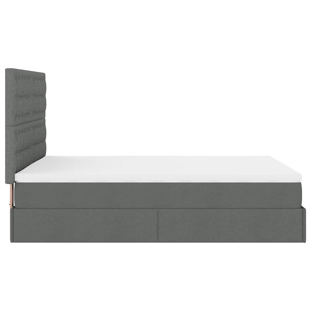 Ottoman Bed with Mattress Dark Grey 140x190 Cm Fabric