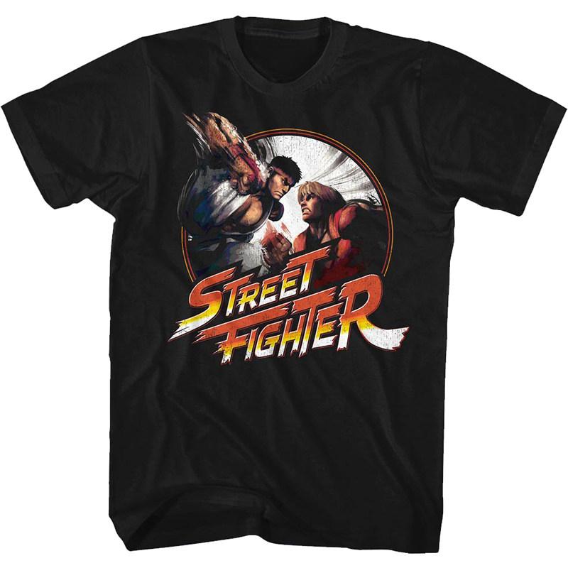 Fit Street Fighter Retro Classic Japanese Arcade Print 80s Heavyweight Cotton TShirt