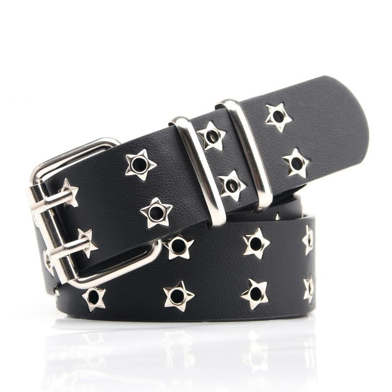 New Korean version of pentagram double exhaust eye belt personality punk style fashion versatile jeans suit belt women