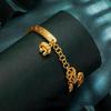 Elephant Auspicious Words Open Bangle: New Chinese Elegance Sand Gold Bracelet