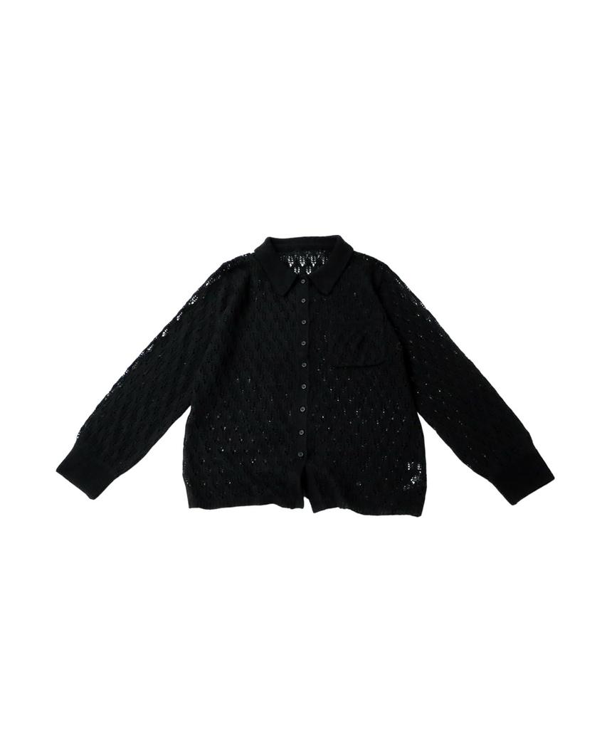 Antiqua Openwork Knit One Size Black Women's Shirt, PYA-00021, 05,