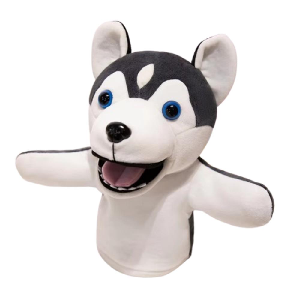 Simulation Little Yellow Dog Hand Puppet Soft Stuffed Plush Dalmatian Toys  Parent-child