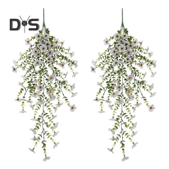 Hängende Blumen für den Außenbereich, UV-beständig, Kunstblumenstrauß, ganzjährig, künstliche Rankenblumen für Fenster, Garten, Veranda, Hochzeitsdekoration