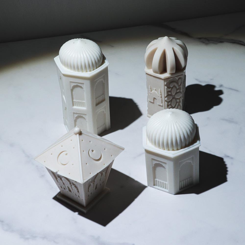 Eid al Fitr Schloss Kerze Silikonform Geometrie Arabische Architektur Kerzenform DIY Gips Harz Werkzeug Religiöse Dekoration