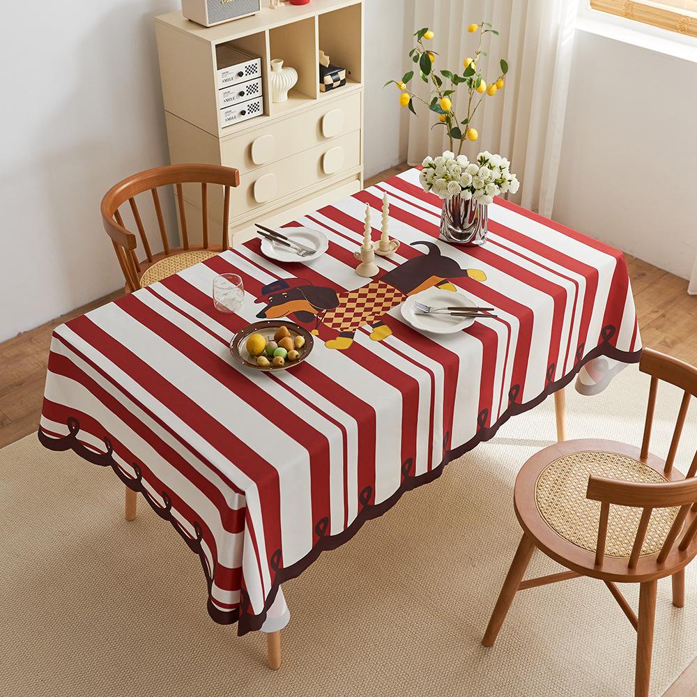 Special-Shaped Waterproof Cartoon Dopamine Table Cloth Living Room Coffee Table Desk Peach Skin Velvet Light Luxury Anti-Scald Tablecloth Decoration