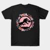 Men Black Print T-shirt Jurassic Park Flowers - Vintgae, Retro, Dino, Dinosaur, Gift Idea, Birthday, Christmas, Best Gift For Movie Fans, Lovers, Girl