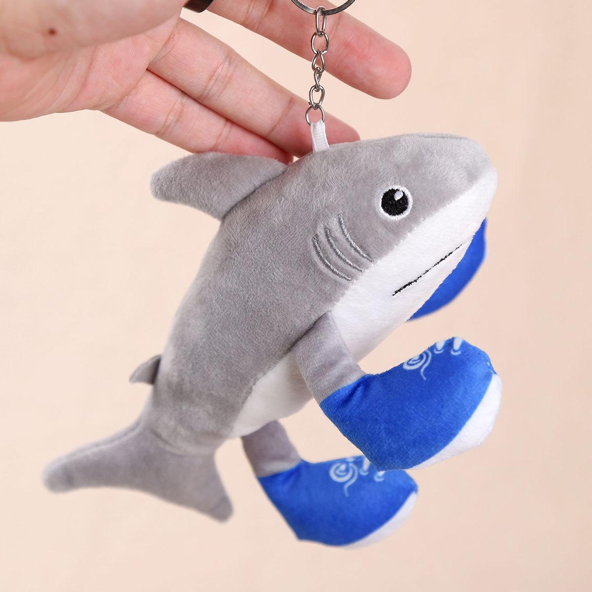 Shanhaijing pendant cross-border wooden stick man shark doll Shanhaijing plush toy keychain banana monkey doll 15cm