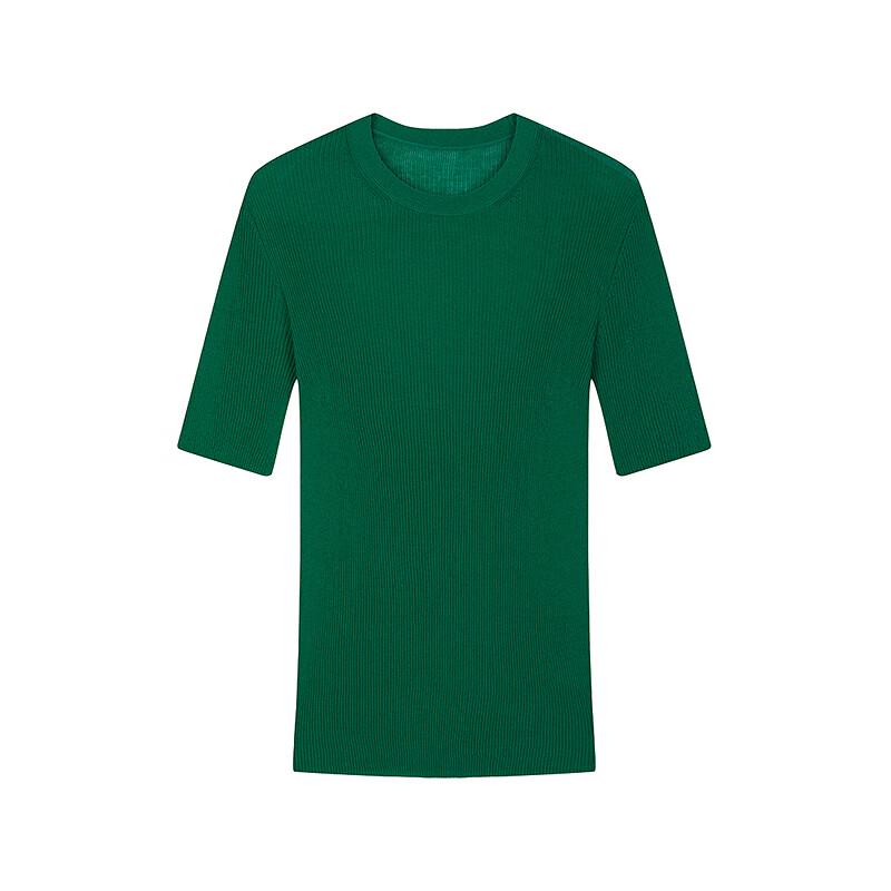 JNBY 2025 Autumn Slim-Fit Round Neck Short Sleeve Knit Top