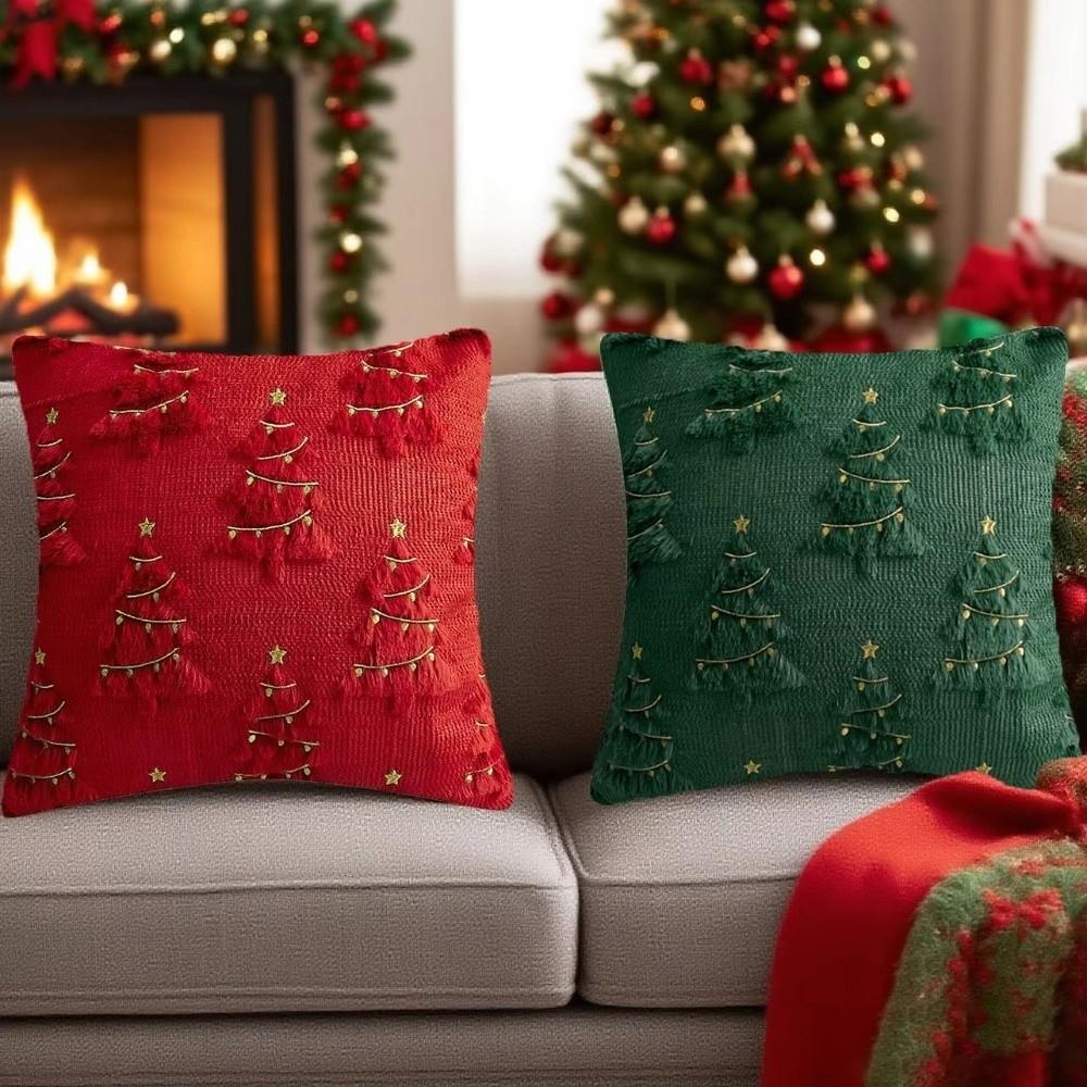 Plush Throw Pillow Cover Xmas Tree Plush Cushion Cover Christmas Pillow Cover Xmas Decor