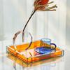 Nordic Modern Home Decor Acrylic Serving Tray Clear Square Vase Tray Jewelry Water Cup Key Storage Decoration
