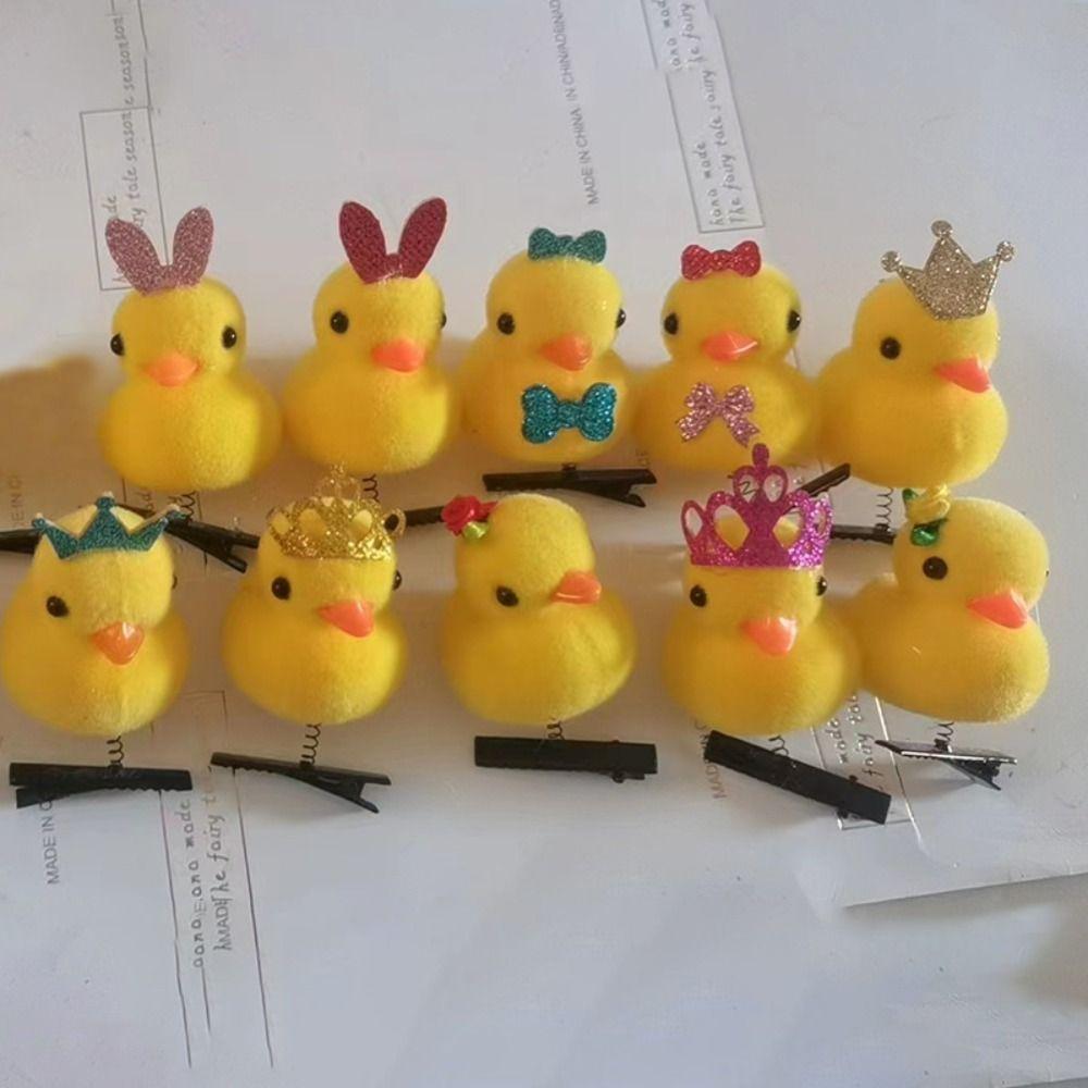 10pcs Little Yellow Duck Spring Hair Clip Cartoon Headwear Hair Styling Tool Hairpin  Hair Accessory
