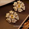 Medieval Xiapa New Vintage Devil's Eye Flower Baroque Pearl Earrings Exaggerated Personalized