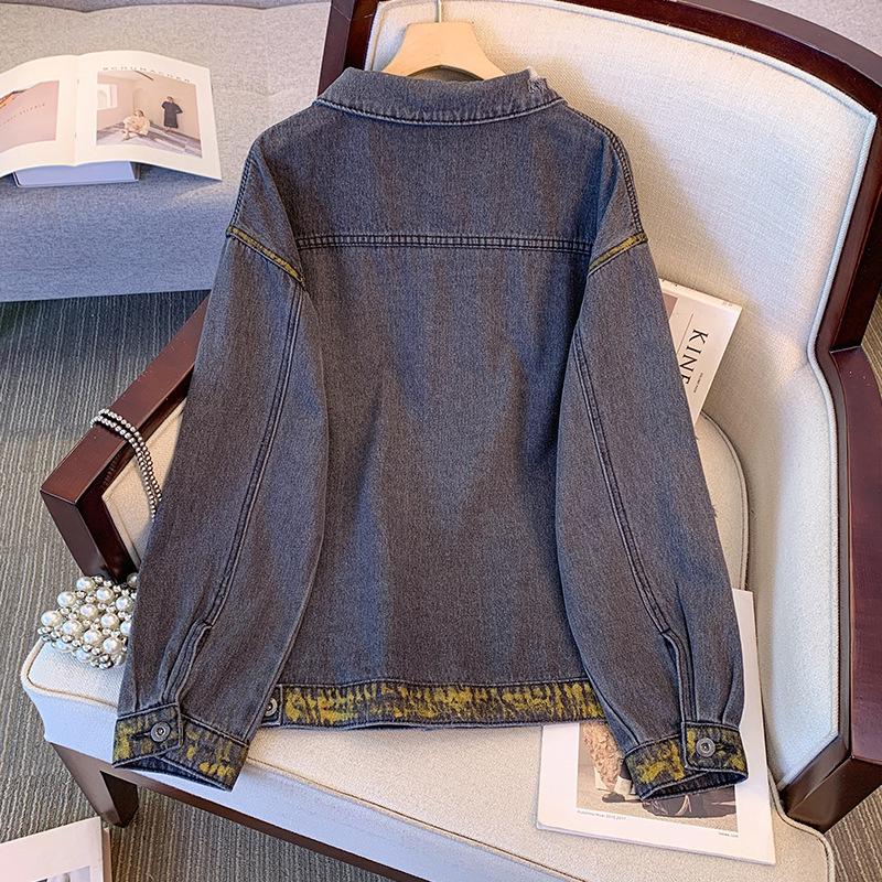 Джинсовая куртка больших размеров Весна и осень Винтажная джинсовая куртка Куртка — фото 3