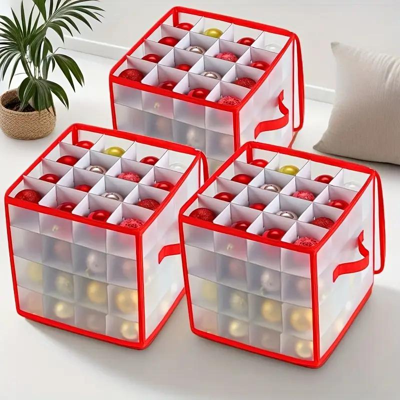 64/32-Gitter WeihnachtsKugel Aufbewahrungsbox 4-stöckig Klar unterteilt Organizer Mehrzweck Ornamente Behälter für Festival Dekorationen