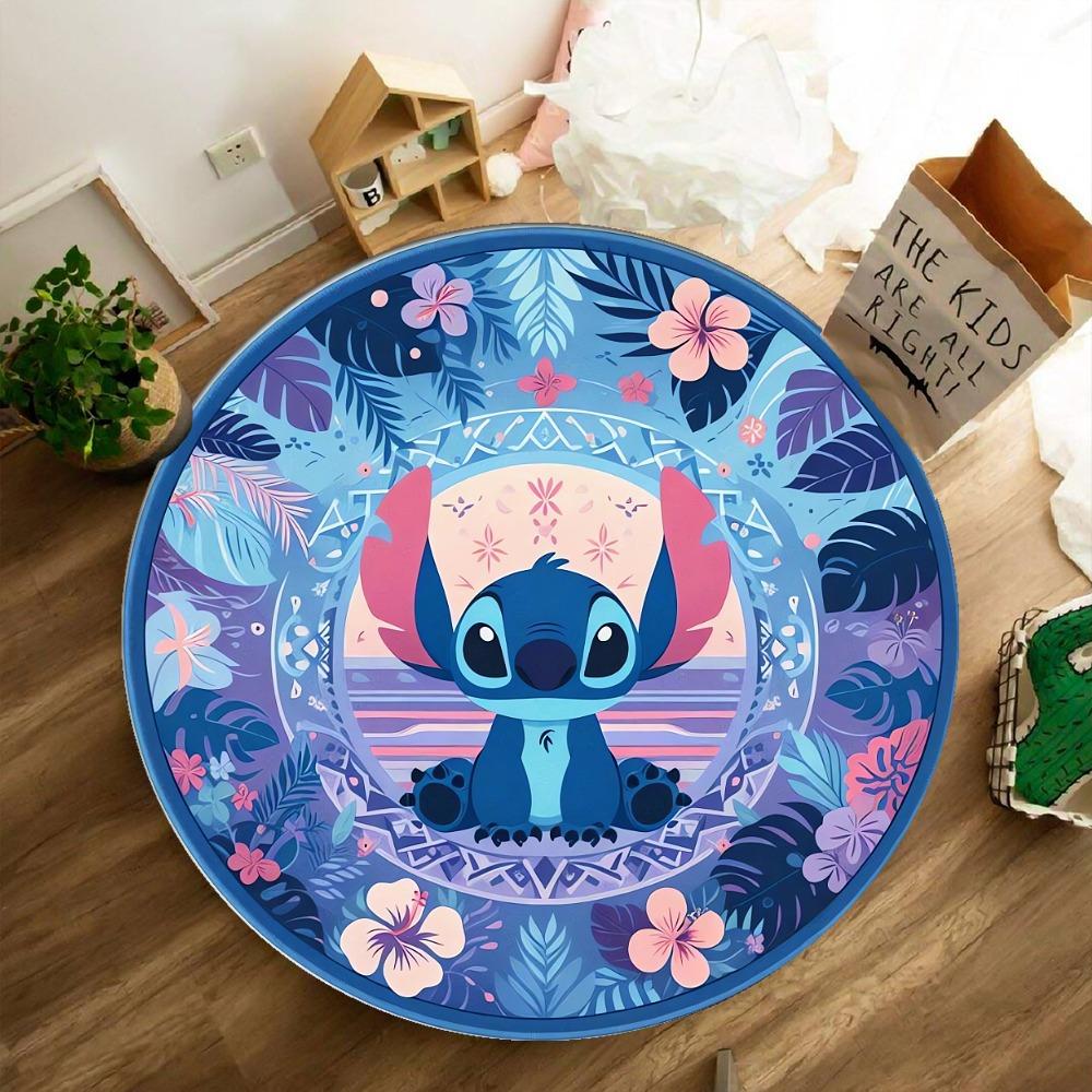 Tropical Stitch round Area Rug Non-Slip Washable Soft Circle Carpet for Living Room Bedroom Home Decor