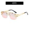 Men Women Unisex Fashion Uv400 Sunglasses Luxury Brand Design Eyewear Eyeglasses Rimless Oversight Eye Protection Eyeglasses