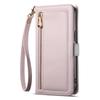 ESEBLE E11 For Samsung Galaxy S25 FE Case Zipper Pocket Litchi Texture Leather Phone Cover with Mirror and Wrist Strap