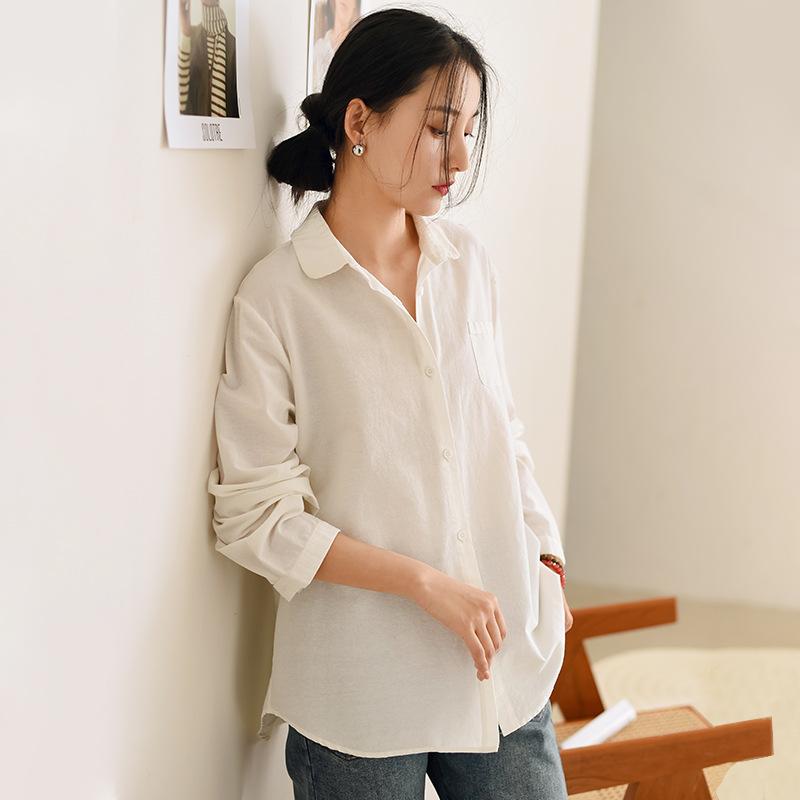 Women's 1116 Autumn New White Shirt Women's Loose Casual Versatile Women's Shirt Literary Women's Top Wholesale
