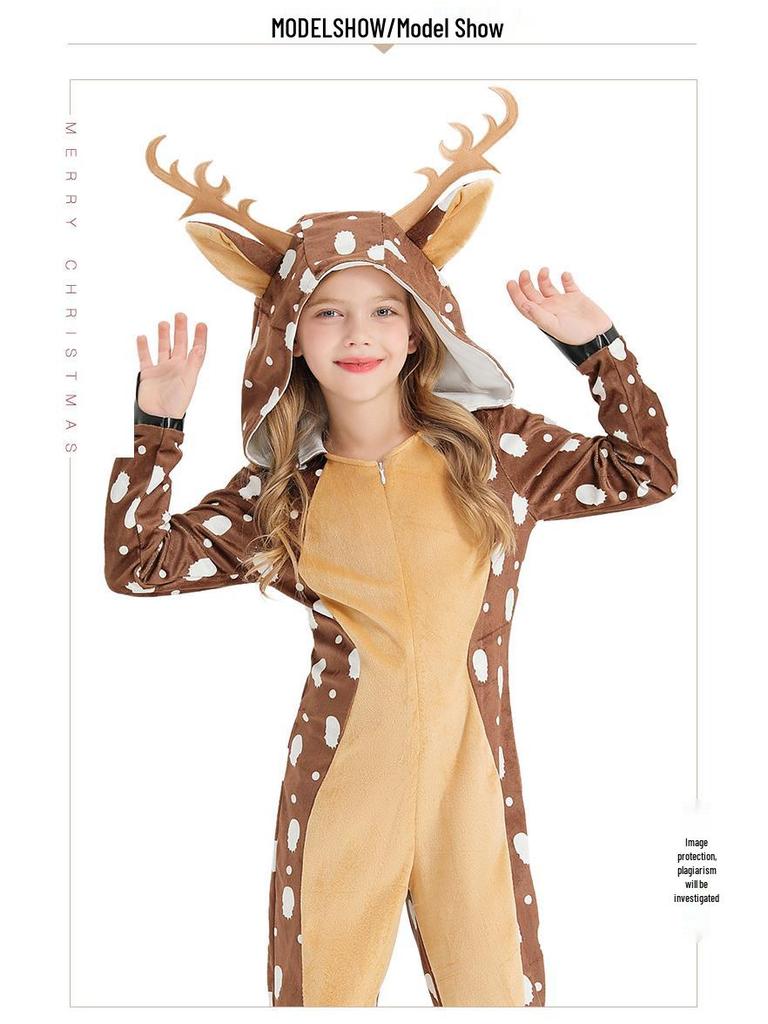 Khakifarbenes Gepunktetes Reh Weihnachtskosplay Kostüm für Bühnenauftritt