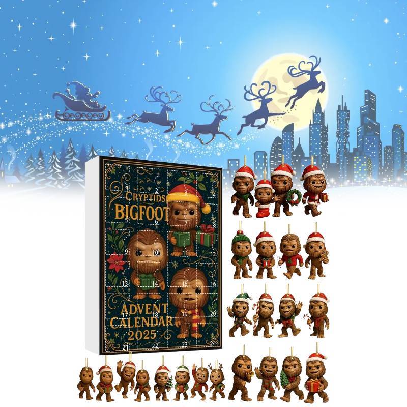 Weihnachts-Countdown Blind Box Bigfoot Anhänger mit Acrylmaterial für Weihnachtsgeschenke und Dekorationen