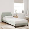 VidaXL Bed with Light Grey Mattress 90x200 Cm Velvet, Bedroom Furniture, Single Bed, Curved Bed Frame, Slatted Base, Bed In 3208331
