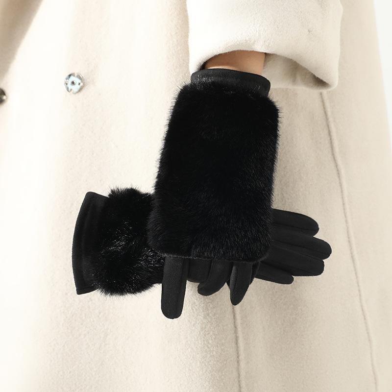 Thickened Fleece Lined Touchscreen Gloves Women'S Winter Warm Outdoor Cycling Windproof Gloves