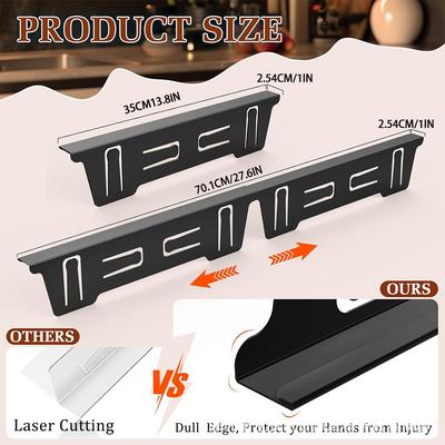 2PCS Stainless Steel Stove Gap Covers Adjustable Length Oven Side Gap Fillers Anti Rust Heat Resistant Stove Counter Gap Fillers
