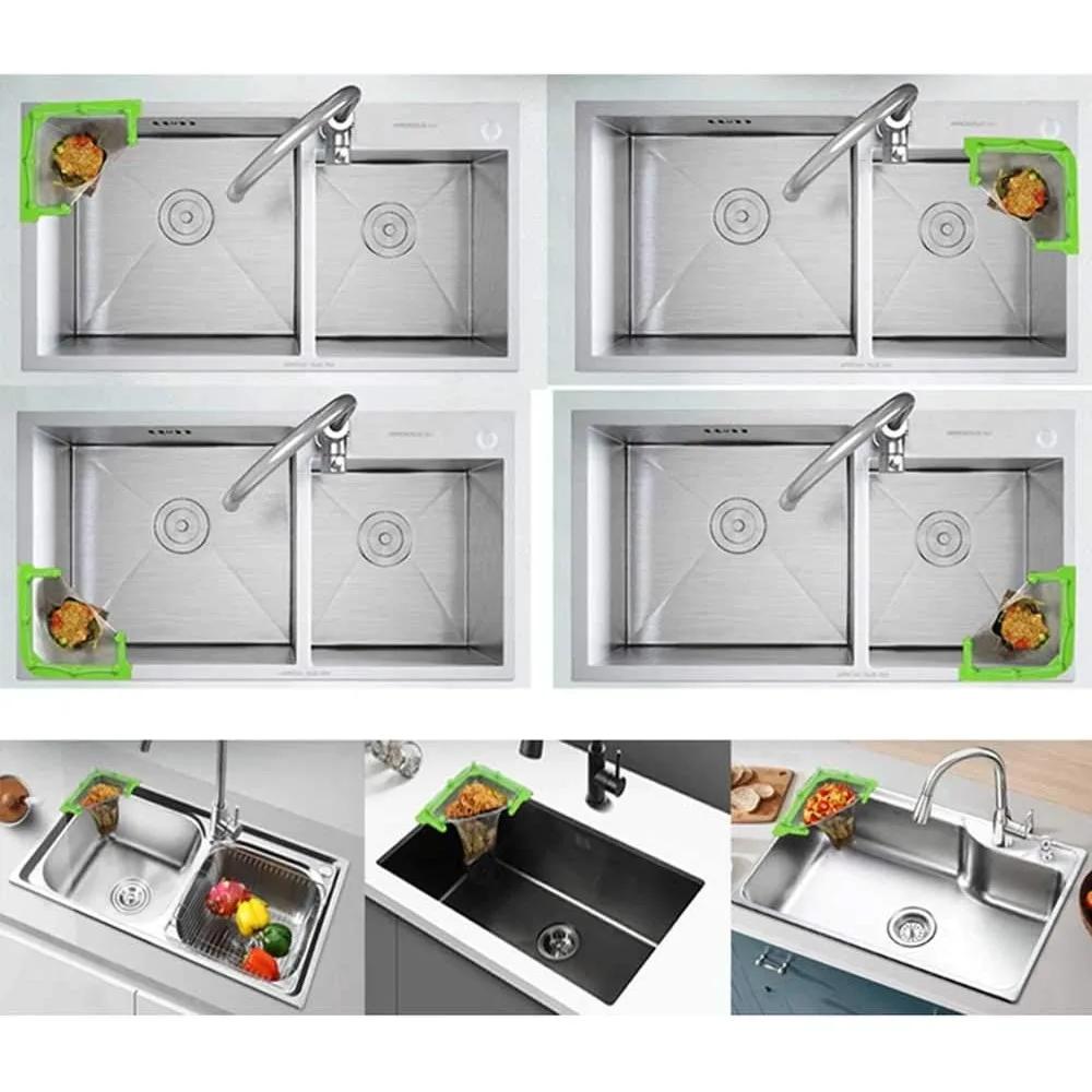 Triangular Sink Strainer Drain Rack Sink Drain Basket Sponge Holder Reusable Kitchen Bathroom Disposable Filter Storage Shelf