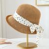 New polka bow summer straw hat adult women, makes face look smaller,-shading and-protective beach hat