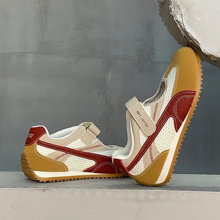 Summer Thin Casual Mary Jane Women's Shoes Leather Soft-soled Sports Sandals 2025 New Mesh Casual Dad Shoes