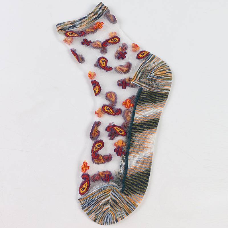 

Женские весенне-летние ретро модные прозрачные хлопковые гольфы с кристаллами 1 pair