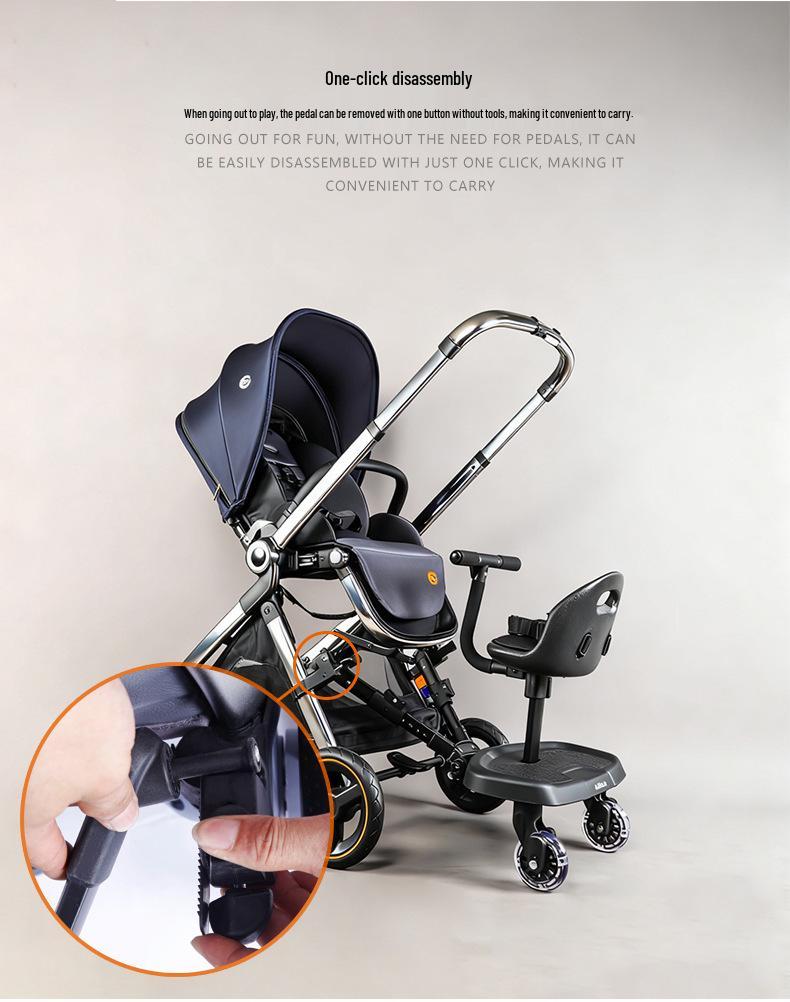 Convertible Two-Way Baby Stroller with Attachable Pedal and Shock-Absorbing Wheels