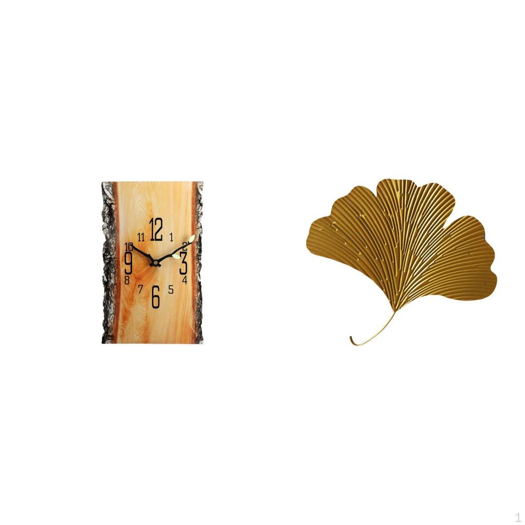 Simulated Tree Stump Wall Clock with Arabic Numerals And Silent Movement Featuring Wrought Iron