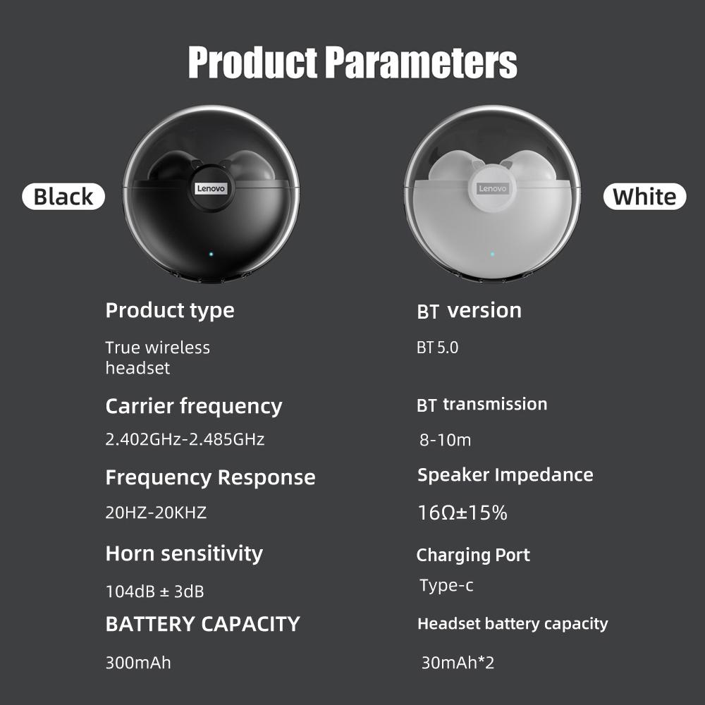 Lenovo LP80 Bluetooth Earphones TWS Wireless Touch Control Headphones Noise Reduction HD Stereo Headsets Gaming Earbudswith Mic