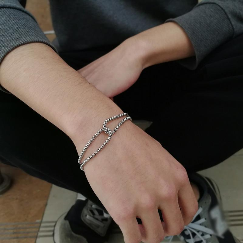 Vnox Simple Layered 3mm Rolo Chain Bracelets for Men,Round Box Link With Cross Charm Wristband,Christ Prayer Vintage Dad Gift
