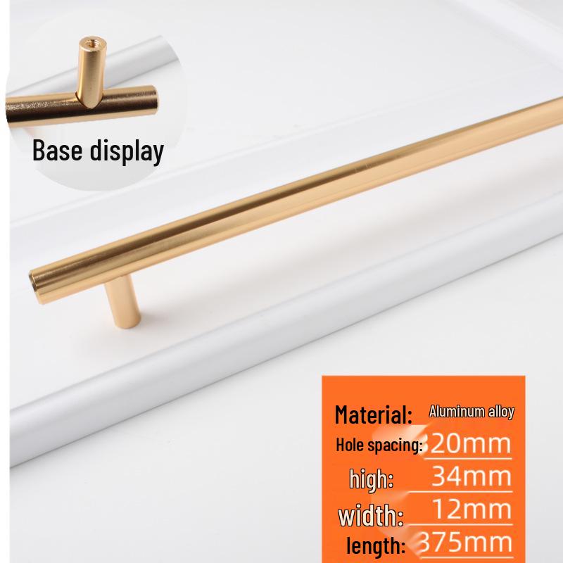 Nordic Minimalist Gold Aluminum Round Bar Handle for Cabinets & Wardrobes