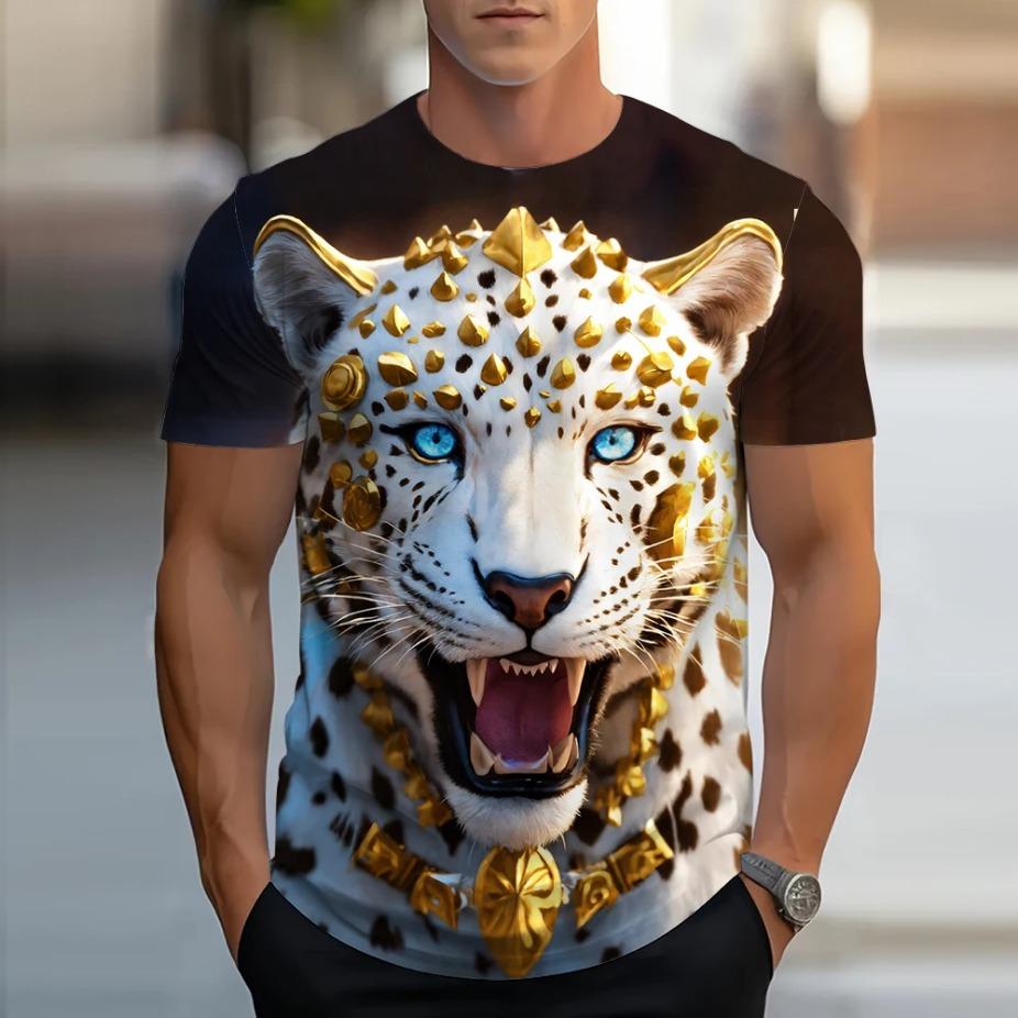 Golden Lion King 3D Printed Men's T-shirt Summer Animal T-shirt