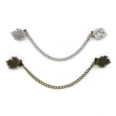 Women/Men Vintage Flower Chain Cardigan Clip Brooch Pin Jewelry New Fashion Suit Collar Pin