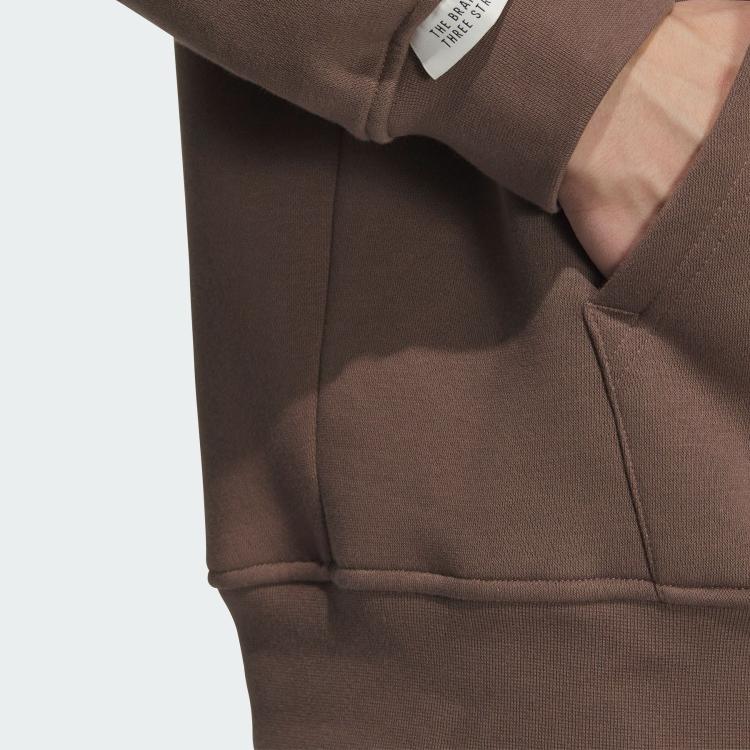 Adidas Jednobarevná ležérní mikina s kapucí přes hlavu Unisex mikiny Zemitě hnědá Černá JM9077